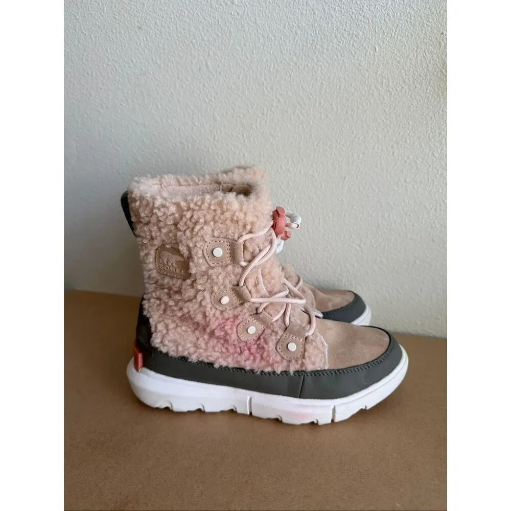 SOREL YOUTH  GRADE SCHOOL EXPLORER COZY BOOTS SIZE 3